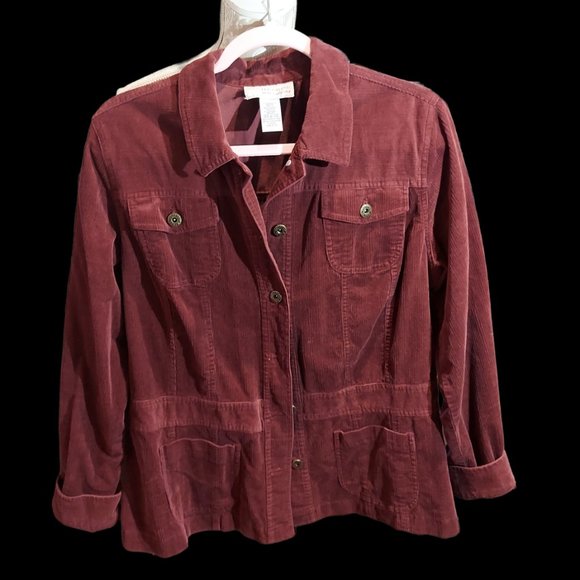 Sag Harbor Jean Company Burgundy Jacket Women's Size 14 - Picture 1 of 7